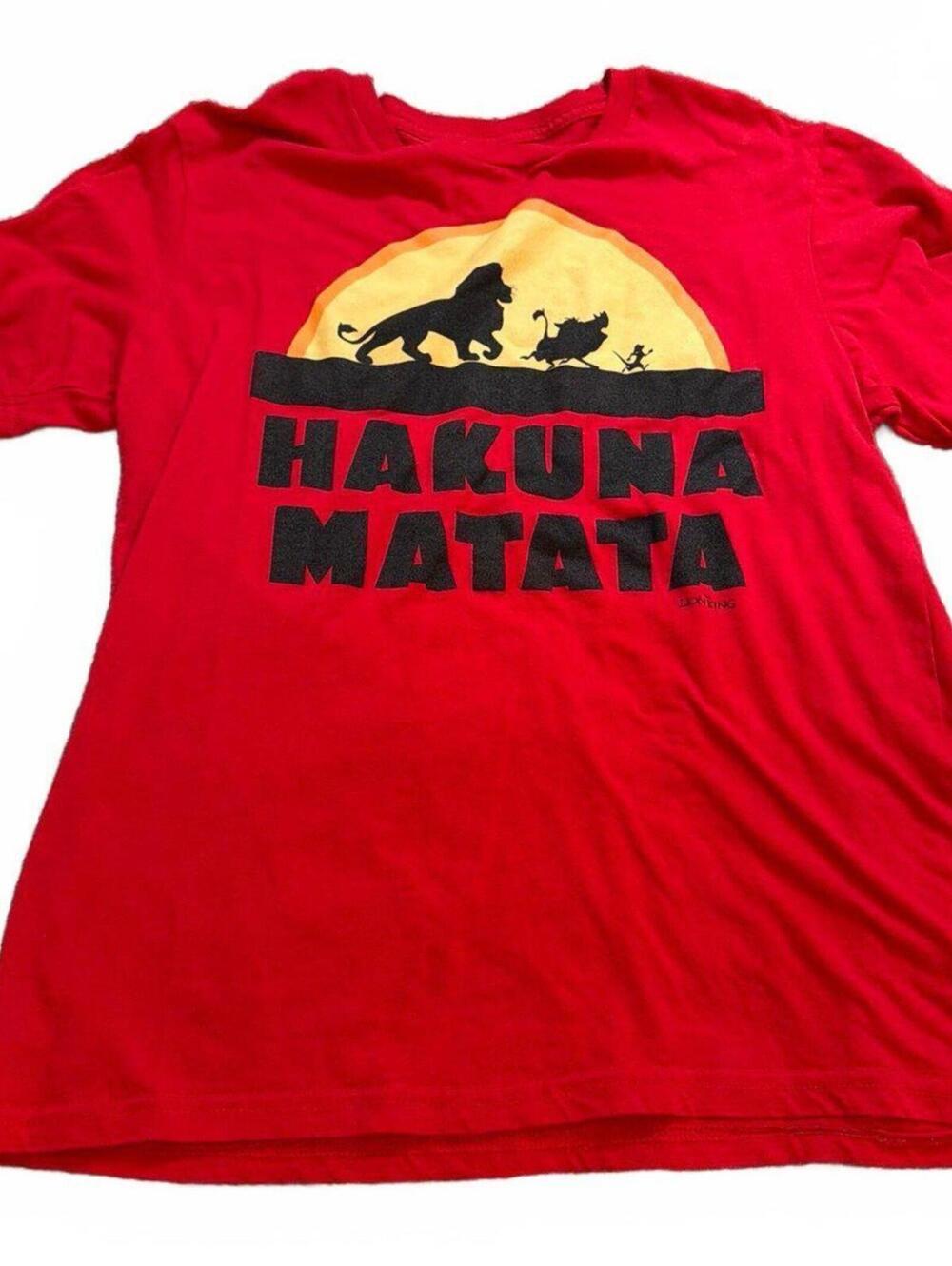 Disney Lion King Hakuna Matata Red Graphic T-Shirt XXL